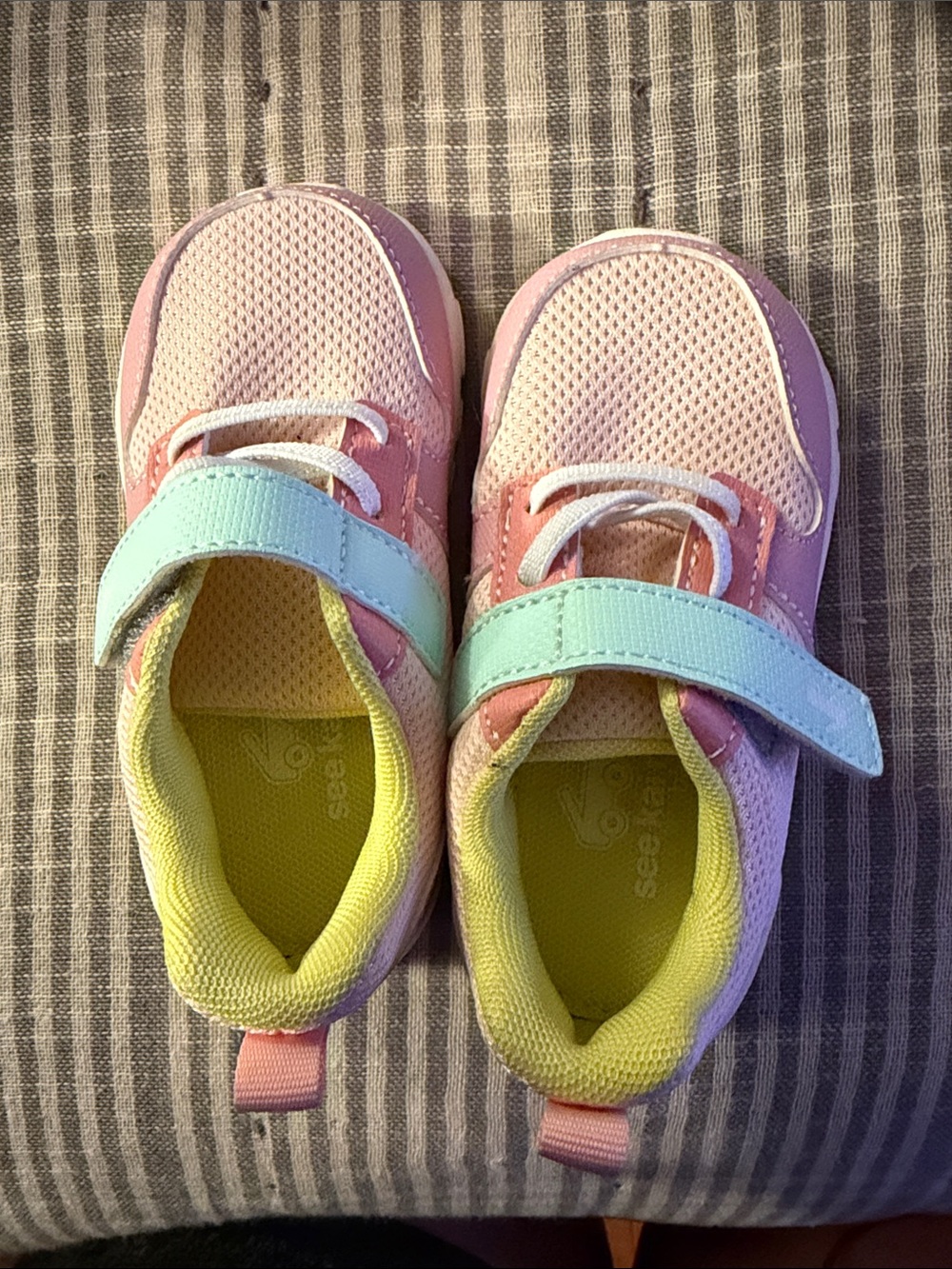 See Kai Run Pink and Mint Toddler Mesh Sneakers